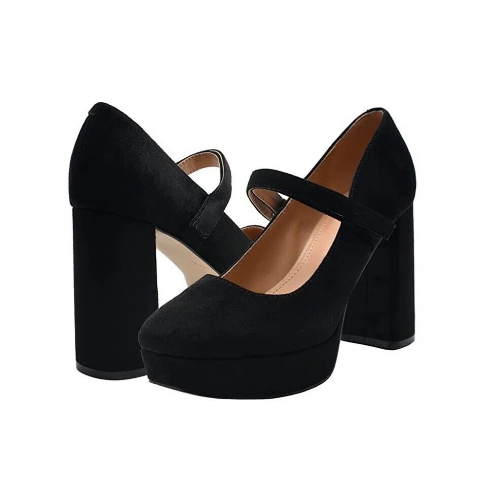 \NEW Marc Fisher Nicoly Platform Pumps In Black Faux Suede Mary Jane 9 MSRP$109
